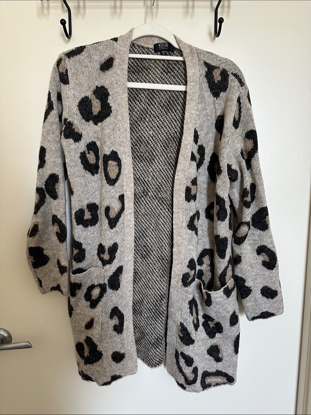 Mossimo Supply Co. Beige and Black Leopard Open-Front Cardigan